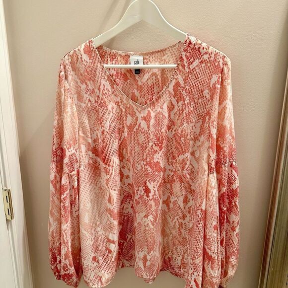 CAbi Pink Snake Print Blouse - Picture 3 of 6